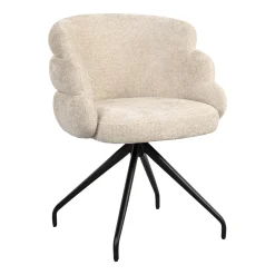 Draaibare Eetkamerstoel Kayla Chenille, kleur Crème