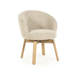 Draaibare Eetkamerstoel Livia Bouclé en eikenhout