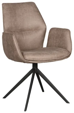 Draaibare Eetkamerstoel Mellow Micro Suede, kleur Taupe