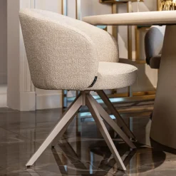 Draaibare Eetkamerstoel Olivia Bouclé stof