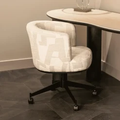 Draaibare Eetkamerstoel Rochenne Op wielen, kleur Beige