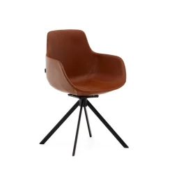 Draaibare Eetkamerstoel Tissiana PU leder, kleur Bruin