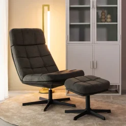 Draaifauteuil Alvar Met hocker, kleur Antraciet