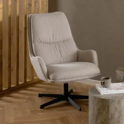 Draaifauteuil Damiano Stof, kleur Beige