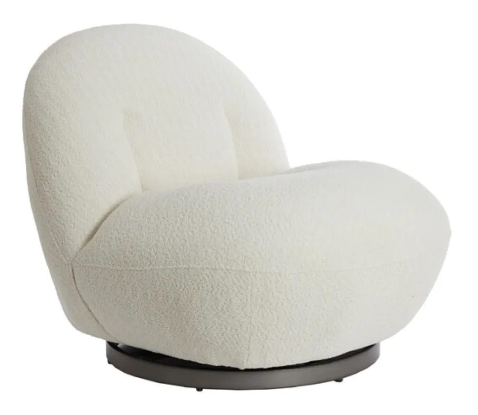 Draaifauteuil Gumaca Bouclé, kleur Crème