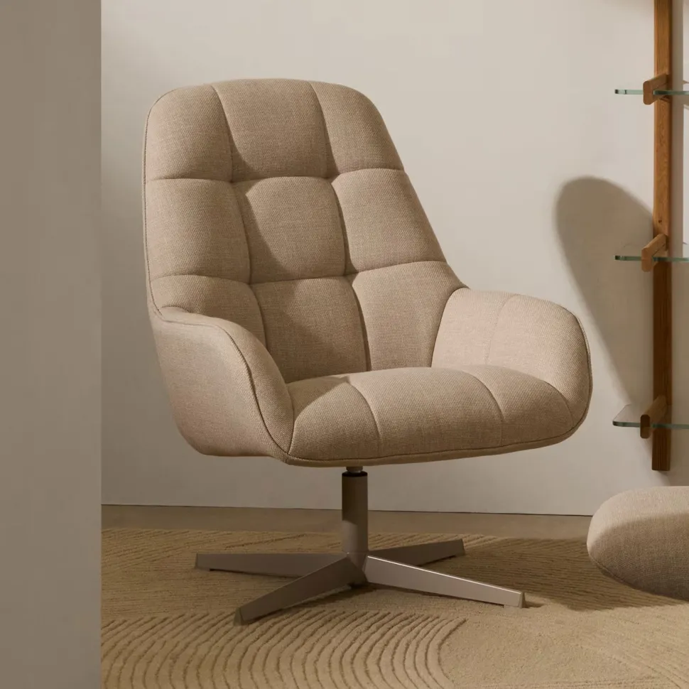 Draaifauteuil Jaspe Structuurstof, kleur Beige