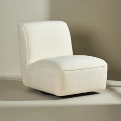 Draaifauteuil Kavitha Bouclé, kleur Wit