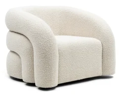 Draaifauteuil Vittorio Bouclé, kleur Simply White