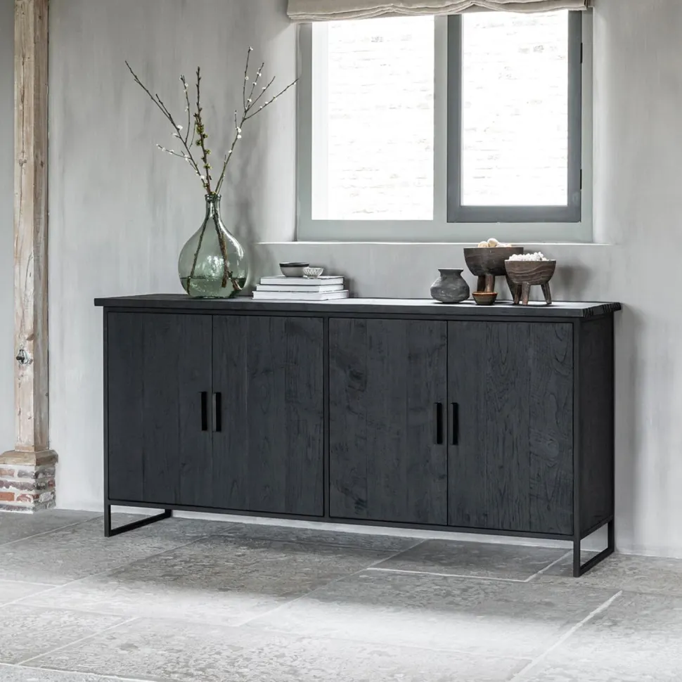 Dressoir Beam Teakhout, 190cm, kleur Zwart