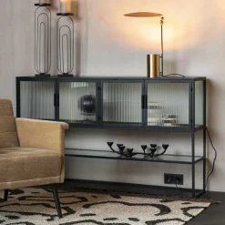 Dressoir Boli Glas en metaal, 150cm