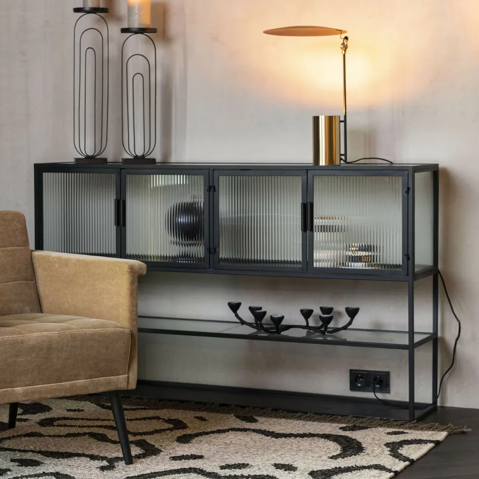 Dressoir Boli Glas en metaal, 150cm