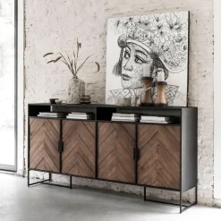 Dressoir Criss Cross Hout en staal, 200cm