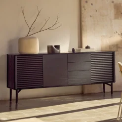 Dressoir Lenon Eikenhout, 200cm, kleur Zwart