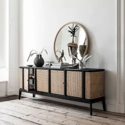 Dressoir Raffles Rotan en hout, 213 x 80cm