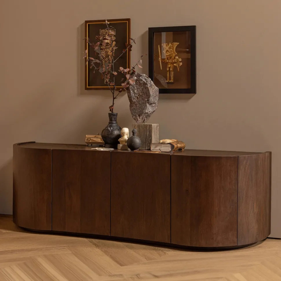 Dressoir Sense Mangohout, 160cm, kleur Walnoot