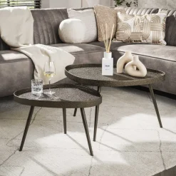 Driehoekige Salontafel Ananda Brons Liquid, Set van 2 stuks