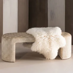 Eetkamerbank Jacob Dessin stof, 130cm, kleur Naturel