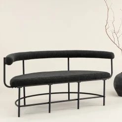 Eetkamerbank Jediah Bouclé, kleur Zwart