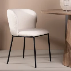 Eetkamerstoel Almetra Bouclé, kleur Wit