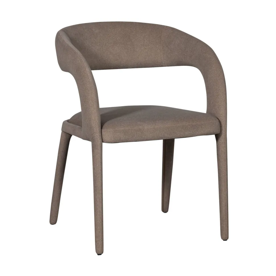 Eetkamerstoel Arms Vilt look, kleur Bruin