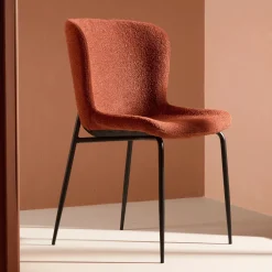 Eetkamerstoel Artesha Bouclé, kleur Rood