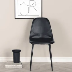 Eetkamerstoel Austina Lederlook, kleur Zwart