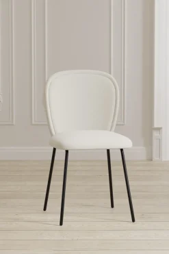 Eetkamerstoel Brannigan Velvet, kleur Crème