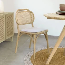 Eetkamerstoel Doriane Eikenhout en Rotan