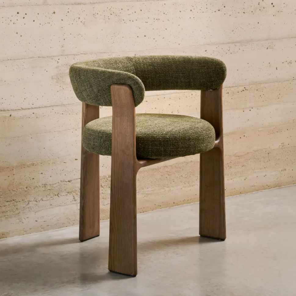 Eetkamerstoel Granite Chenille en noten essenhout