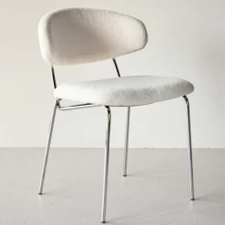 Eetkamerstoel Jannet Bouclé, kleur Wit