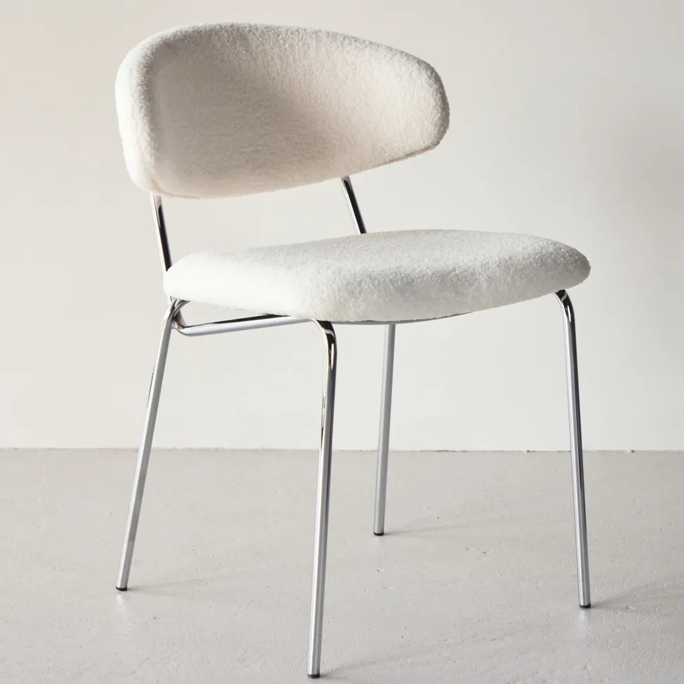 Eetkamerstoel Jannet Bouclé, kleur Wit