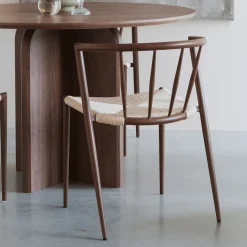 Eetkamerstoel Keyaira Geweven papier en walnoot