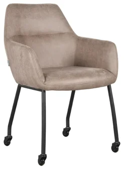 Eetkamerstoel Lenny Op wieltjes, Micro Suede