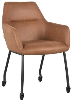 Eetkamerstoel Lenny Op wieltjes, Micro Suede