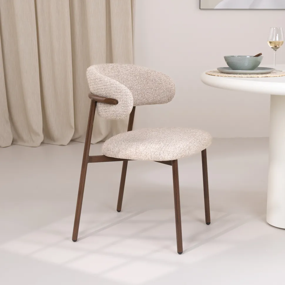 Eetkamerstoel Micah Stof en metaal, kleur Hush