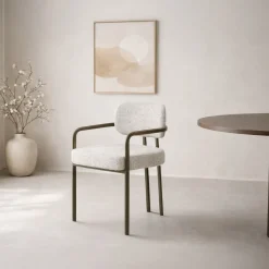 Eetkamerstoel Milan Geweven stof, kleur Naturel