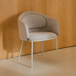 Eetkamerstoel Minda Grove Chenille, kleur Beige