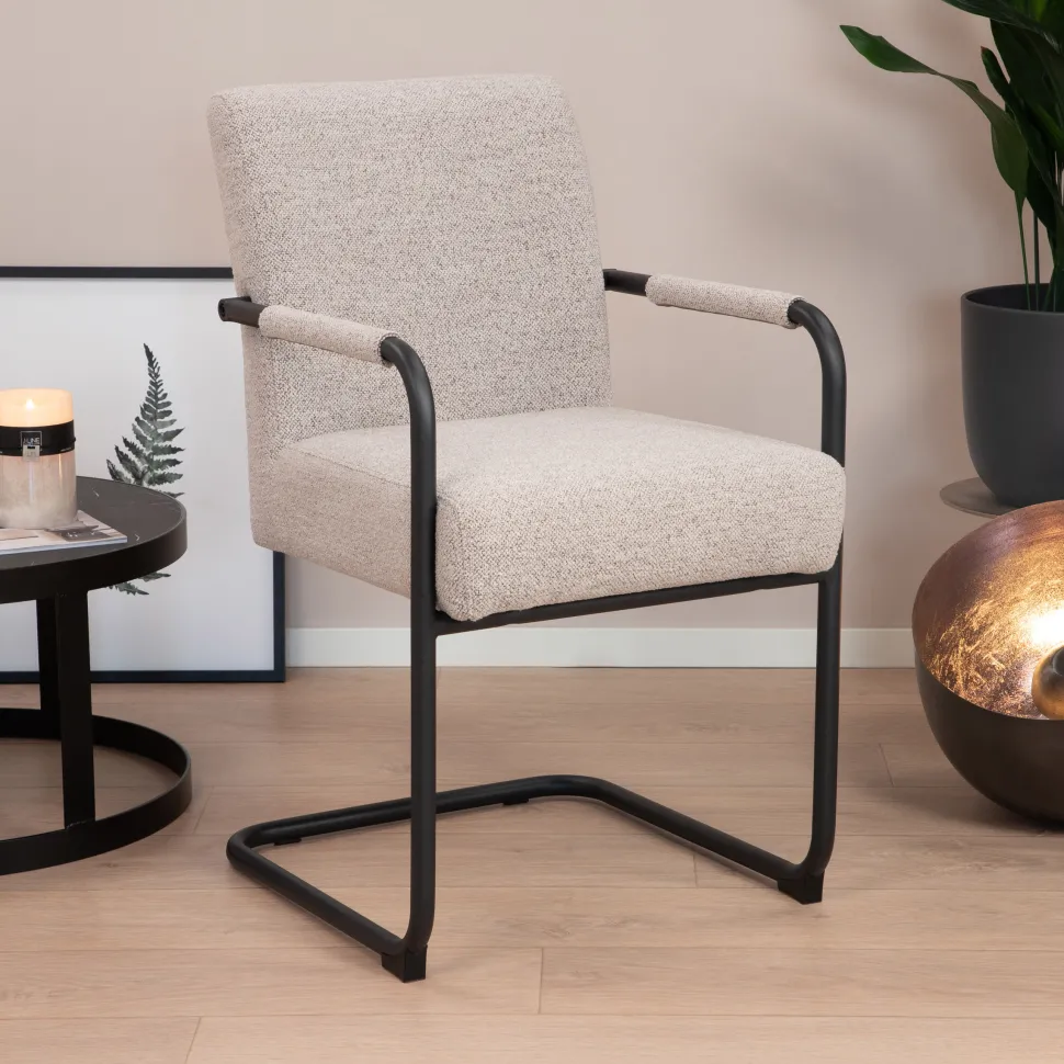 Eetkamerstoel Noud Bouclé, kleur Beige