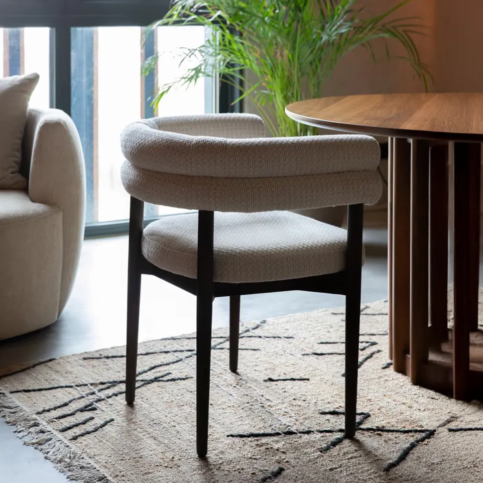 Eetkamerstoel Sela Geweven stof, kleur Off White