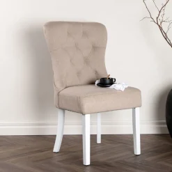 Eetkamerstoel Sibyl Linnen, kleur Beige
