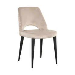 Eetkamerstoel Tabitha Velvet en stof, kleur Khaki/Rose