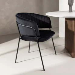 Eetkamerstoel Tiffannie Velvet, kleur Zwart