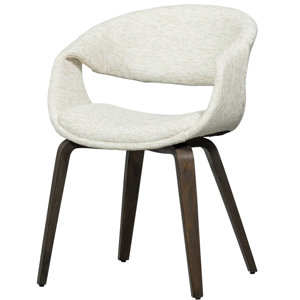 Eetkamerstoel Yossi Bruin houten onderstel, Geweven stof