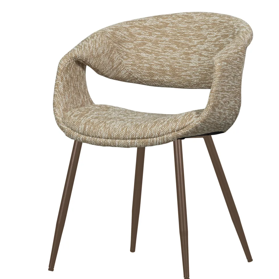 Eetkamerstoel Yossi Koperkleurig onderstel, Geweven stof