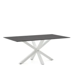 Eettafel Argo Glas, 180 x 100cm, kleur Zwart/Wit