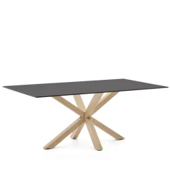 Eettafel Argo Glas, 200 x 100cm, kleur Zwart/Naturel