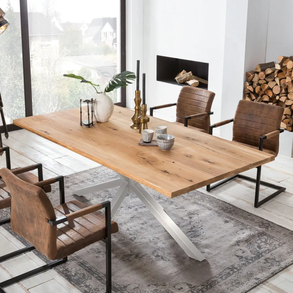 Eettafel Dashawn Eikenhout, kleur Zilver