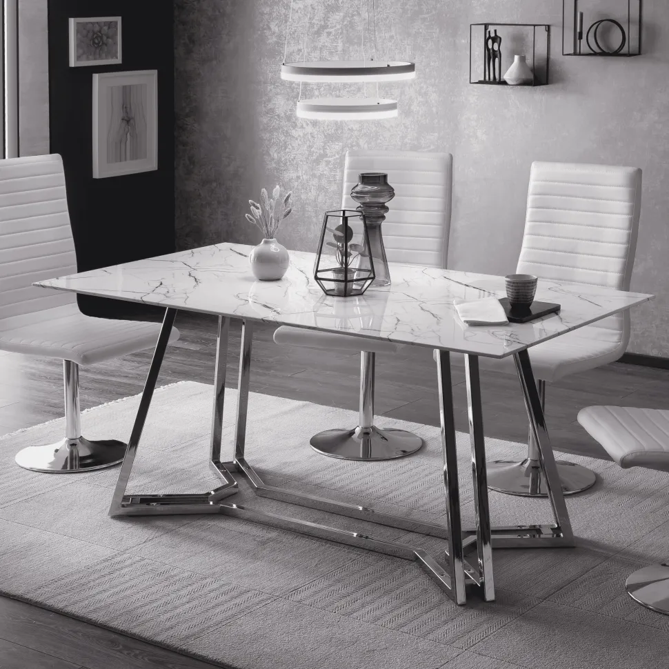 Eettafel Facundo Marmerlook, 160 x 90cm