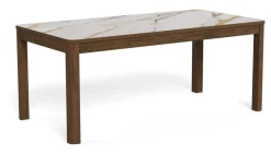 Eettafel Jawana Marmerlook en eikenfineer, 180 x 90cm