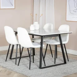 Eettafel Lenton Marmer, 140 x 90cm, kleur Wit